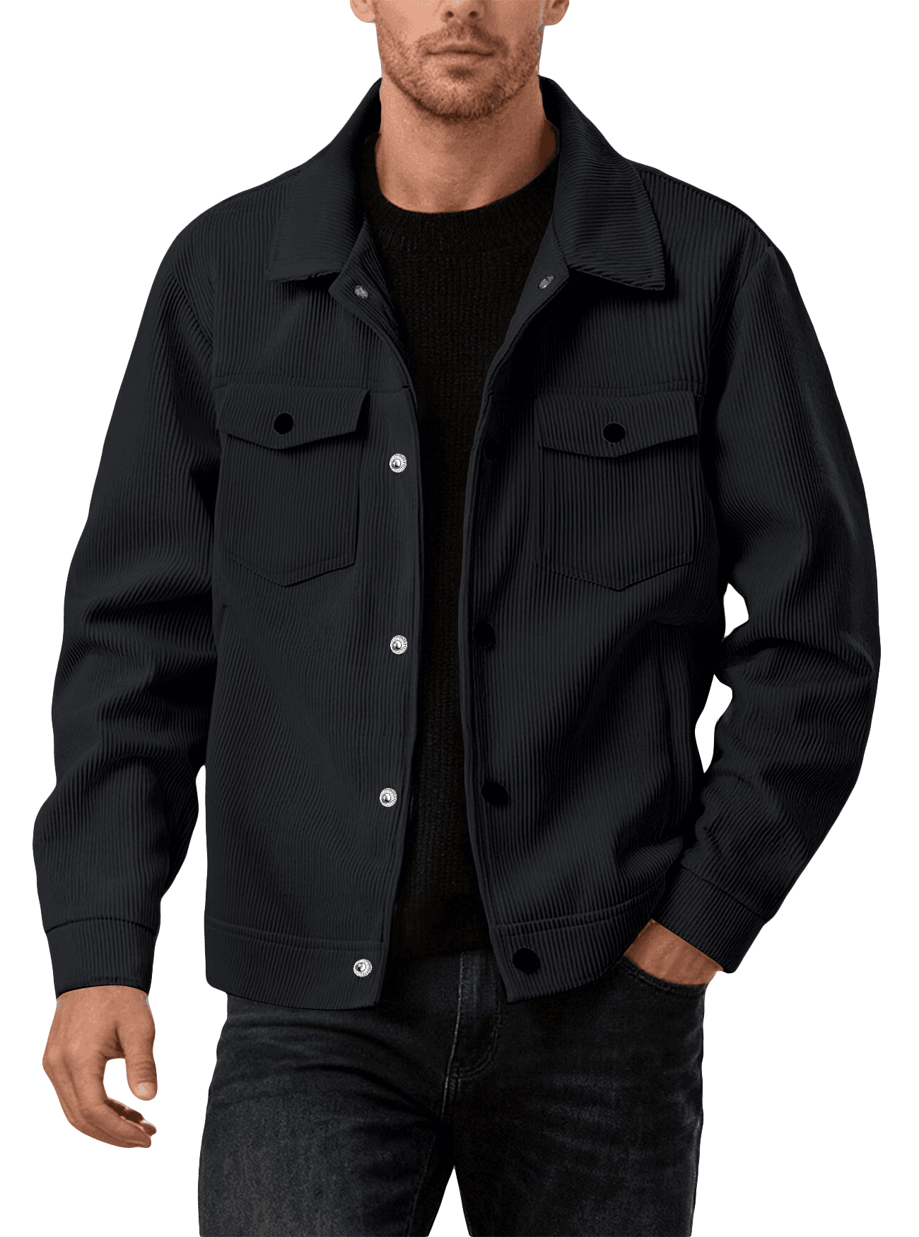 Cross-border Foreign Trade Corduroy Jacket Amazon European And American New Spring And Autumn Casual Solid Color Lapel Single-breasted Jacket For Men 5