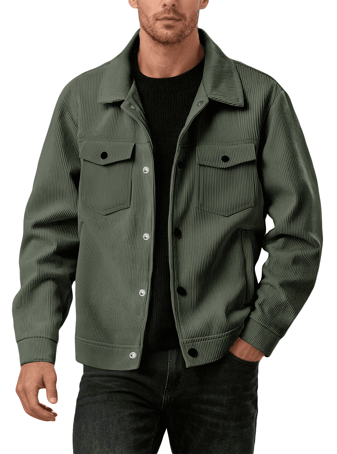 Cross-border Foreign Trade Corduroy Jacket Amazon European And American New Spring And Autumn Casual Solid Color Lapel Single-breasted Jacket For Men 6