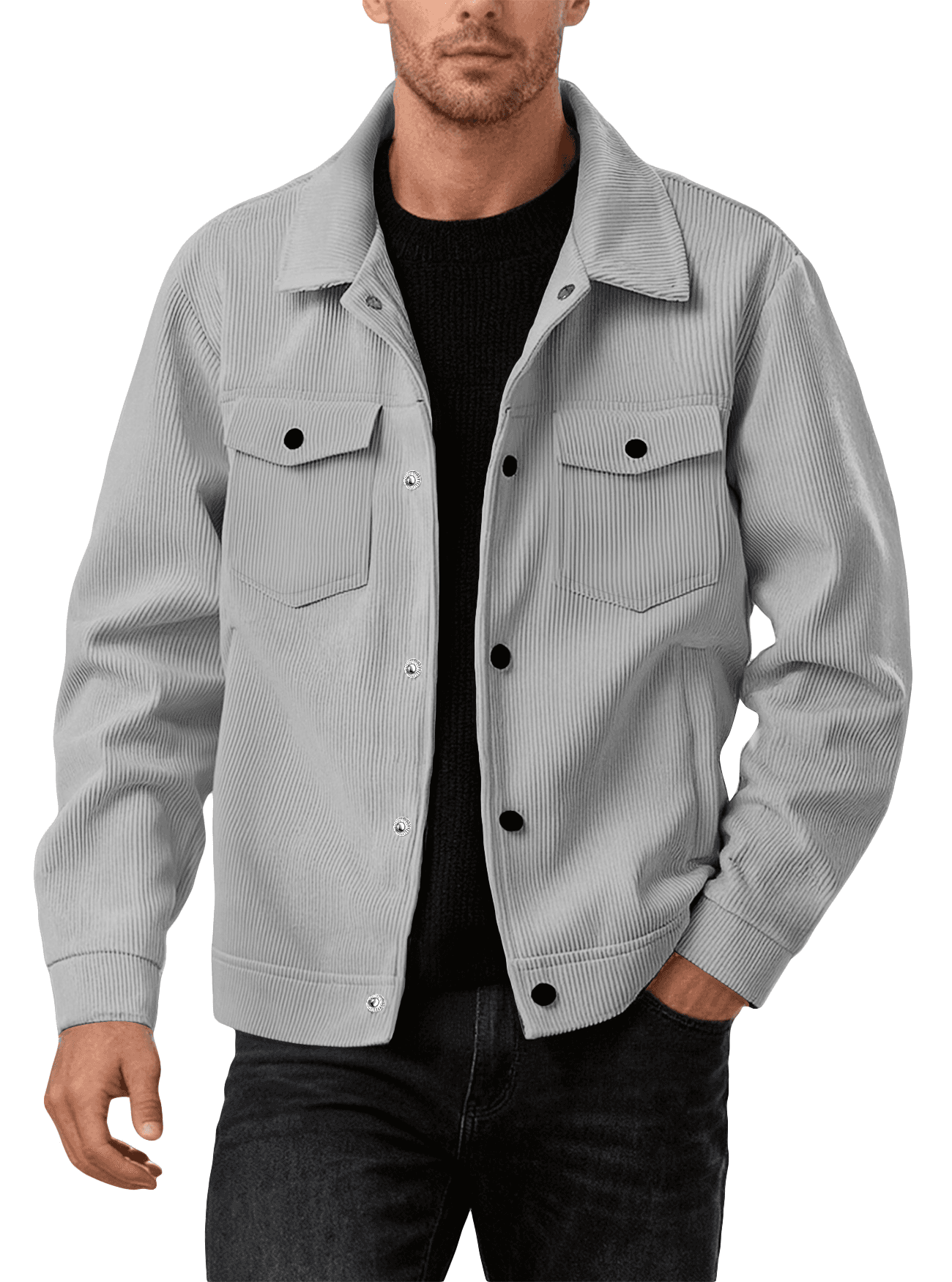 Cross-border Foreign Trade Corduroy Jacket Amazon European And American New Spring And Autumn Casual Solid Color Lapel Single-breasted Jacket For Men 7