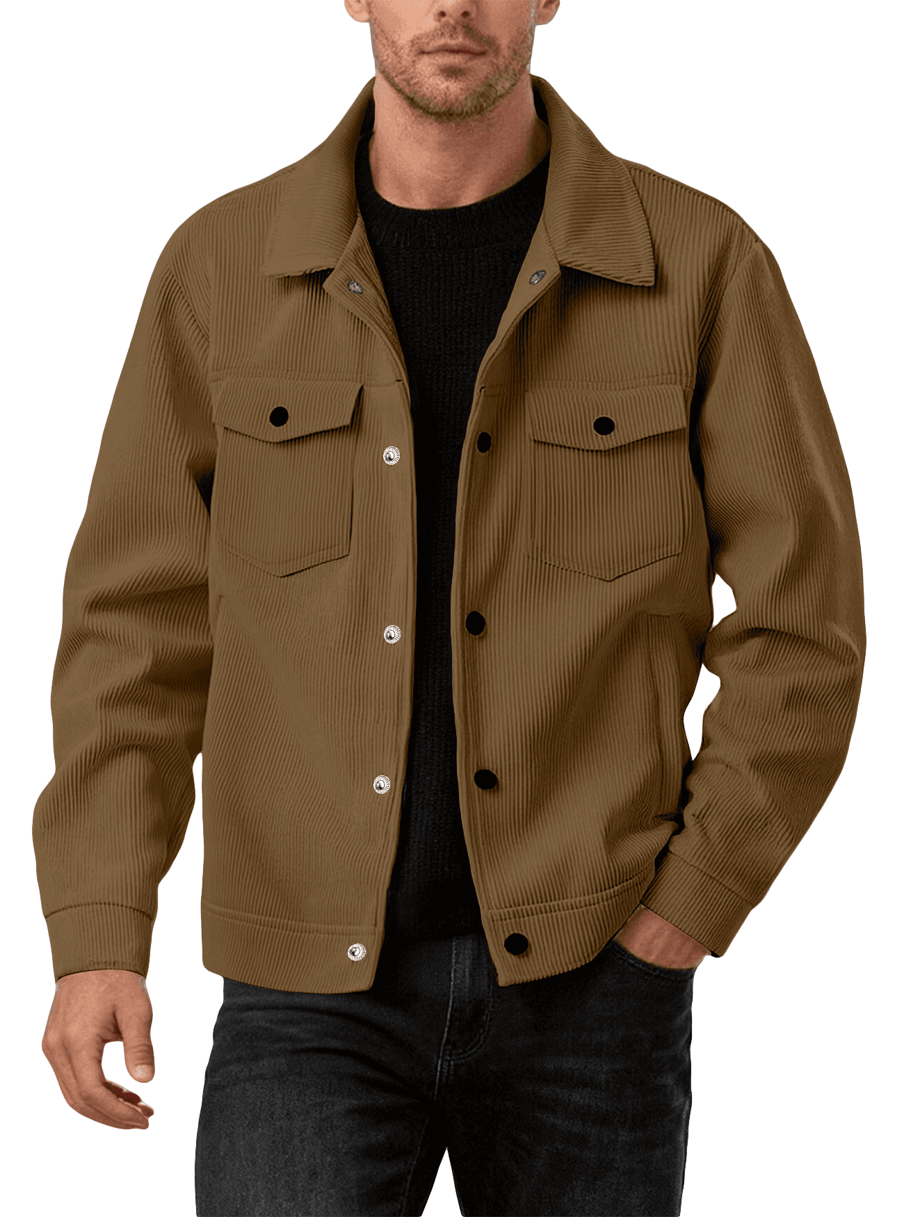 Cross-border Foreign Trade Corduroy Jacket Amazon European And American New Spring And Autumn Casual Solid Color Lapel Single-breasted Jacket For Men 8