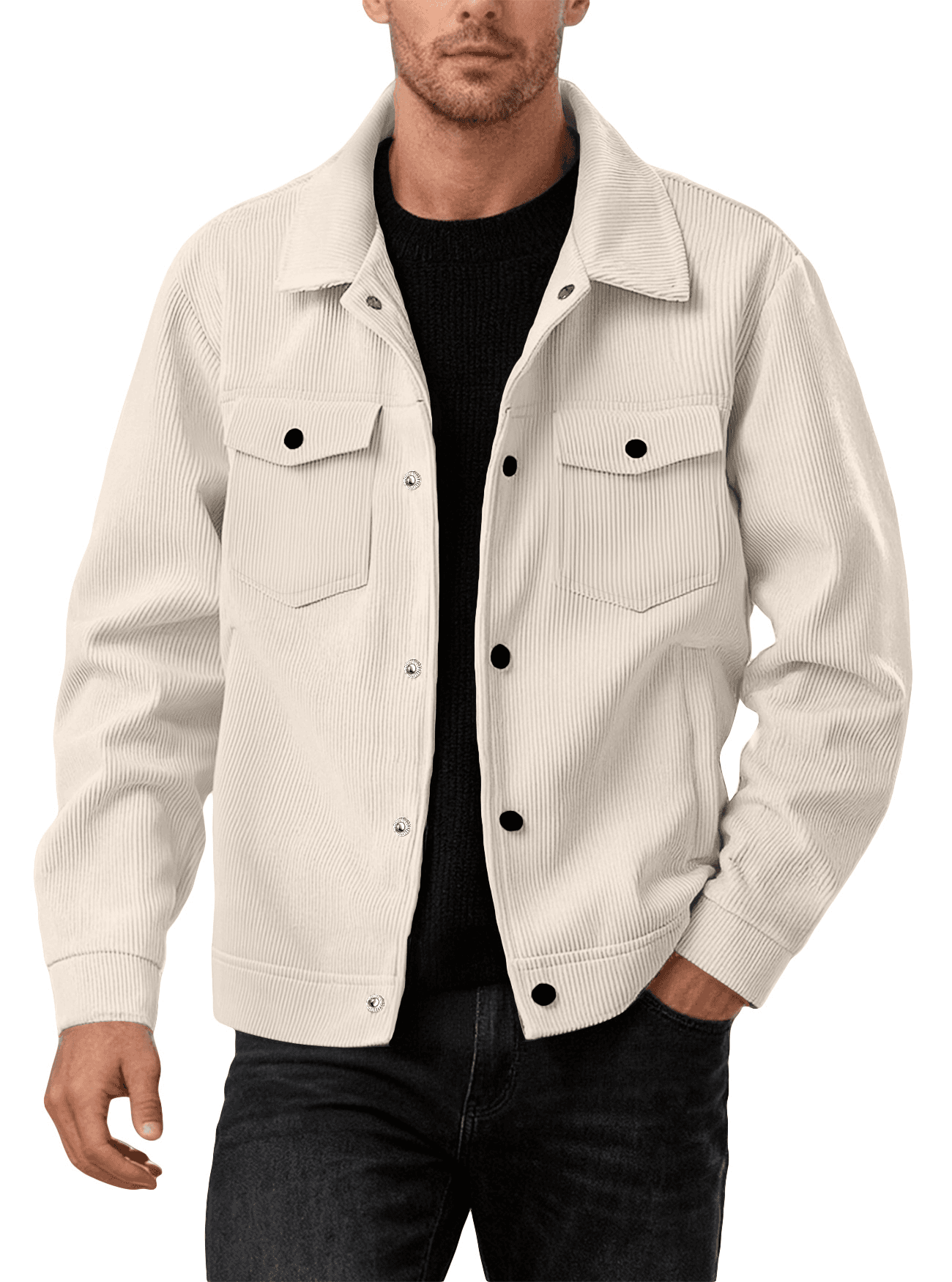 Cross-border Foreign Trade Corduroy Jacket Amazon European And American New Spring And Autumn Casual Solid Color Lapel Single-breasted Jacket For Men 9